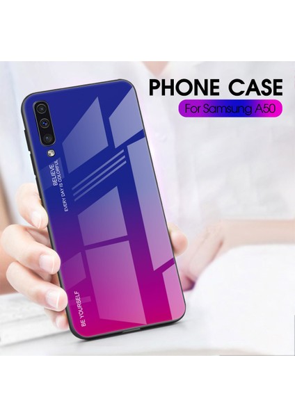 Samsung Galaxy A50/A50S/A30'LAR Için Gradyan Renk Cam+Tpu+Pc Telefon Kılıf Aksesuarı - Mavi/mor - (Yurt Dışından) fiyatları