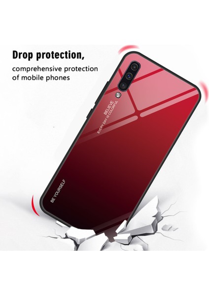 Samsung Galaxy A50/A50S/A30'LAR Için Gradyan Renk Cam+Tpu+Pc Telefon Kılıf Aksesuarı - Kırmızı (Yurt Dışından) modelleri