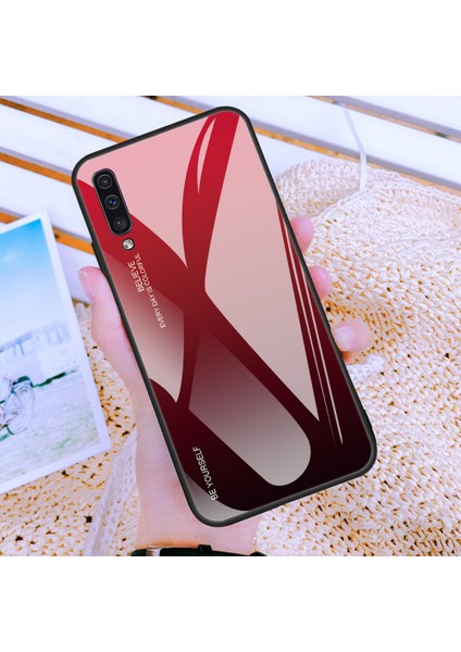 Samsung Galaxy A50/A50S/A30'LAR Için Gradyan Renk Cam+Tpu+Pc Telefon Kılıf Aksesuarı - Kırmızı (Yurt Dışından) fırsatları