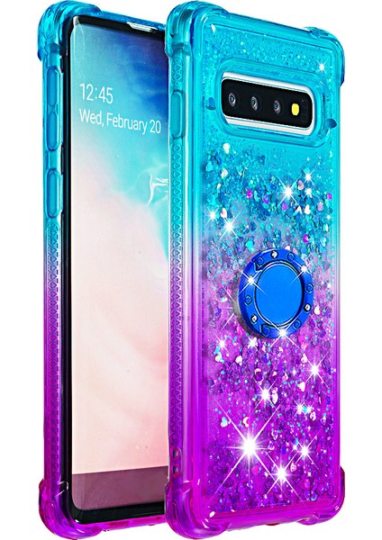 Samsung Galaxy S10 4g - Mavi/mor Için Halka Kickstand Moda Gradyan ve Dayanıklı Tpu Telefon Kılıf Kabuğu (Yurt Dışından) fiyatları