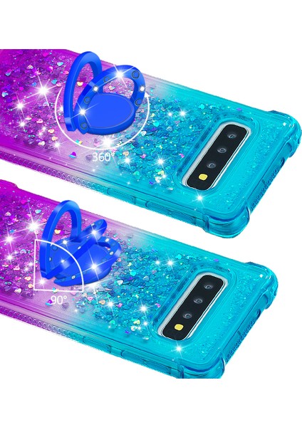 Samsung Galaxy S10 4g - Mavi/mor Için Halka Kickstand Moda Gradyan ve Dayanıklı Tpu Telefon Kılıf Kabuğu (Yurt Dışından) fırsatları