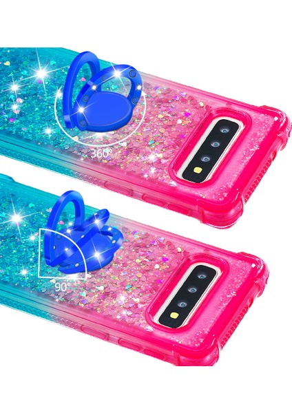 Samsung Galaxy S10 Için Ring Kickstand Moda Gradyan ve Dayanıklı Tpu Telefon Kılıfı Kabuğu - Pembe/mavi (Yurt Dışından) fırsatları