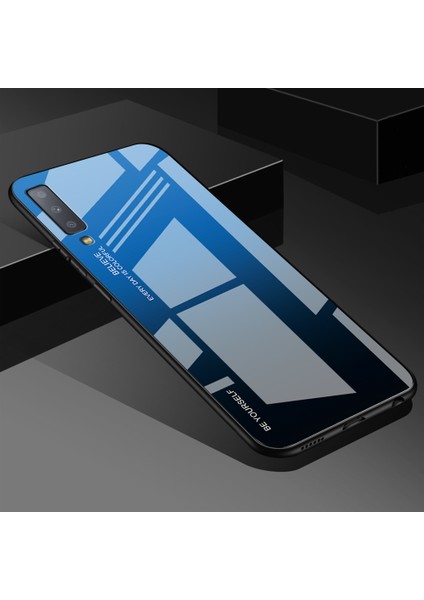 Samsung Galaxy A7 Için Gradyan Renk Cam+Pc+Tpu Hibrit Kılıf - Mavi/siyah (Yurt Dışından) fiyatları