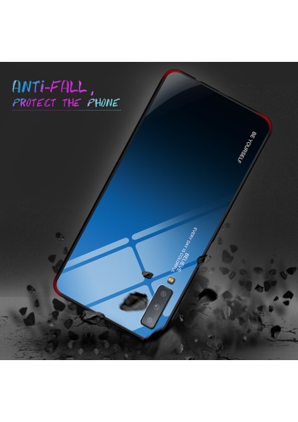Samsung Galaxy A7 Için Gradyan Renk Cam+Pc+Tpu Hibrit Kılıf - Mavi/siyah (Yurt Dışından) fırsatları
