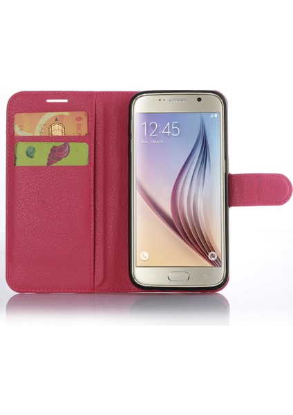 Litchi Doku Cüzdan Deri Kapak Koruyucu Samsung Galaxy S7 Çok Renk Cep Telefonu Aksesuarı - Gül (Yurt Dışından)