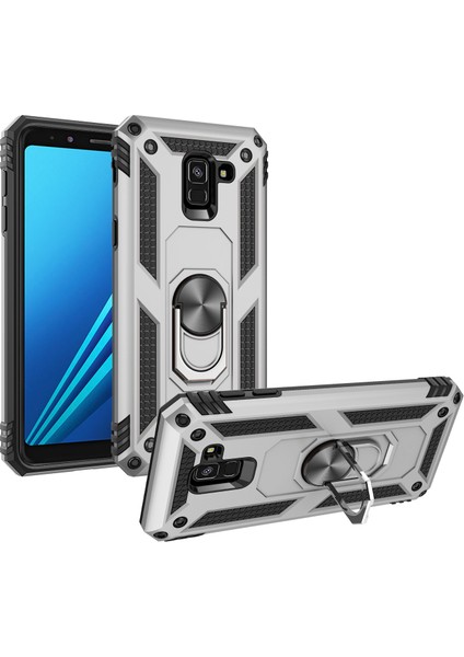 Samsung Galaxy A8 Için Kickstand ile Tpu+Pc+Metal Telefon Kabuğu - Gümüş (Yurt Dışından) fiyatları