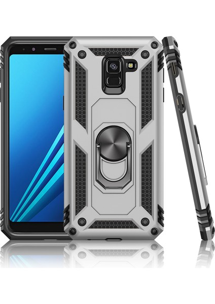 Samsung Galaxy A8 Için Kickstand ile Tpu+Pc+Metal Telefon Kabuğu - Gümüş (Yurt Dışından) modelleri