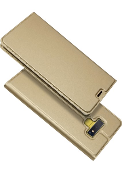 Samsung Galaxy Note 9 - Altın Otomatik Emilmiş Stand Deri Kart Tutucu Telefon Kabuğu - Altın (Yurt Dışından)