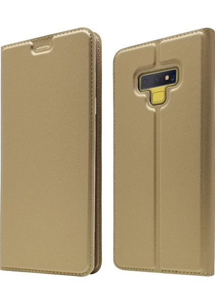 Samsung Galaxy Note 9 - Altın Otomatik Emilmiş Stand Deri Kart Tutucu Telefon Kabuğu - Altın (Yurt Dışından) fiyatları