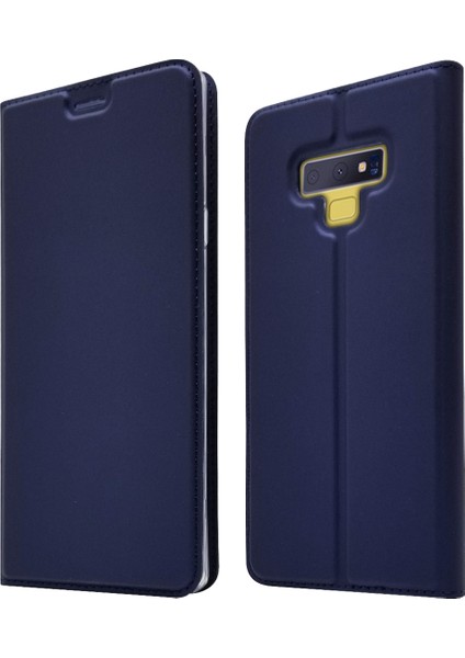 Samsung Galaxy Note 9 - Kart Yuvası ile Otomatik Emilmiş Stand Deri Mobil Muhafaza - Koyu Mavi (Yurt Dışından) fiyatları