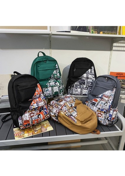 Grafiti Okul Çantası Bayan Ortaokul Lise Öğrencisi Erkek Büyük Kapasiteli Mori Basit Moda Sırt Çantası (Yurt Dışından) fiyatları