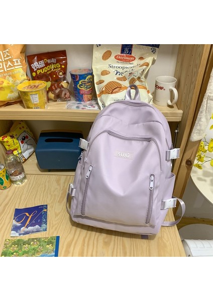 2023 Yeni Okul Çantaları Kadın Ortaokul ve Lise Üniversite Öğrencileri Için Şeker Renk Erkekler Için Basit Büyük Kapasiteli Seyahat Sırt Çantası (Yurt Dışından) modelleri