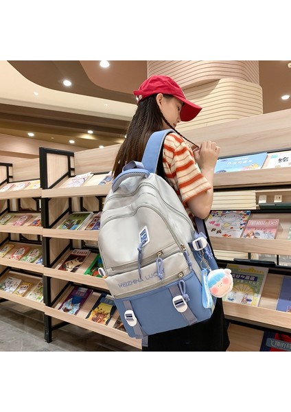 Sırt Çantası Kadın 2023 Yeni Trendy Seyahat Oxford Kumaş Sırt Çantası Kadın Çok Yönlü Moda Tuval Büyük Kapasiteli Okul Çantası (Yurt Dışından) modelleri