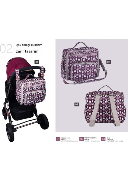 Yeni Naylon Sırt Çantası Anne Çantası Tek Omuz Crossbody Çok Fonksiyonlu Anne Çantası Anne ve Bebek Gezi Çantası (Yurt Dışından)