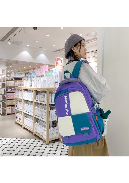 2023 Yeni Dikiş Kontrast Renk Trendy Çok Yönlü Ortaokul, Lise, Kadın ve Üniversite Erkek Sırt Çantası, Basit, Modaya Uygun, Eğlence Seyahati (Yurt Dışından) fırsatları