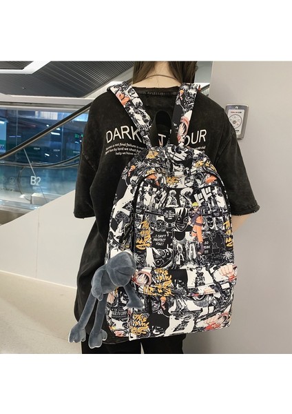 Moda Moda Kişiselleştirilmiş Sırt Çantası Büyük Kapasiteli Naylon Su Geçirmez Okul Çantası Unisex Öğrenci Sırt Çantası (Yurt Dışından) fiyatları
