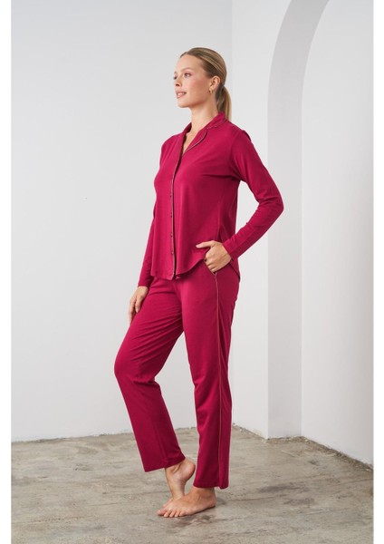 24529 Kadın Düğmeli Pijama Takım modelleri