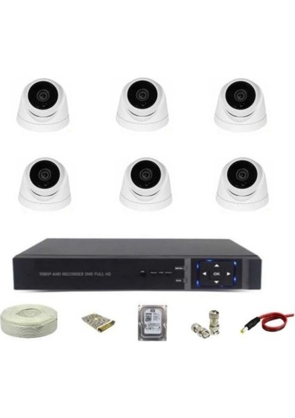 6 Lı Dome Kamera 2 Mp Set