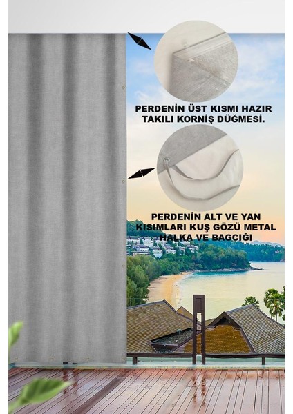 Altın Pamuk Altınpamuk Her Ölçüde Enxboy Seçenekli Kuşgözlü Balkon Perdesi-Balkon Brandası Gri Lüks