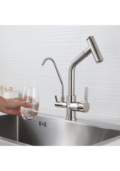 Mutfak Evye Bataryası Dual Flow Su Arıtma Çıkışlı Spiralli 2 Akış Modlu 5 Yıl Güvenceli Ithal Nikel