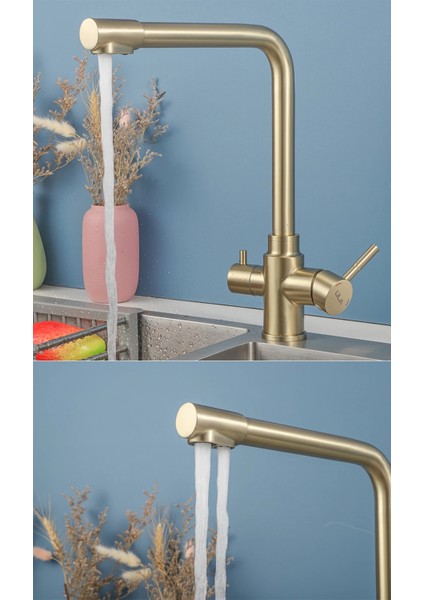 Mutfak Evye Bataryası Dual Flow Arıtma Çıkışlı Mat Gold 10 Yıl Güvenceli modelleri