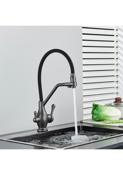 Mutfak Evye Bataryası Dual Flow Su Arıtma Çıkışlı Spiralli Yeni Ürün Antrasit Gri 5 Yıl Güvenceli fiyatları