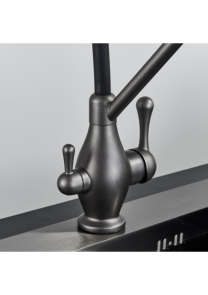 Mutfak Evye Bataryası Dual Flow Su Arıtma Çıkışlı Spiralli Yeni Ürün Antrasit Gri 5 Yıl Güvenceli indirimleri