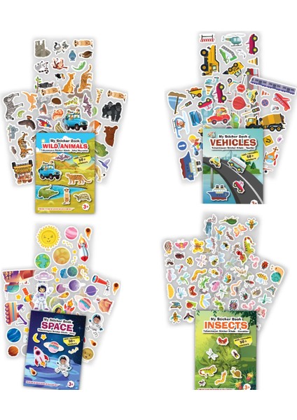 Mert Bebek My Sticker Book 4’lü Set Tekrar Kullanılabilir Sticker Kitabı, Tükenmeyen Sticker Kitabı