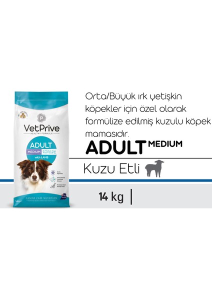 Vet Prive Orta ve Iri Irk Yetişkin Köpek Maması Kuzu Etli 14 kg