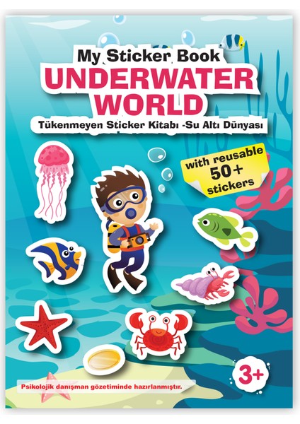 Mert Bebek My Sticker Book '' Underwater World'' , Tükenmeyen Sticker Kitabı  Su Altı Dünyası