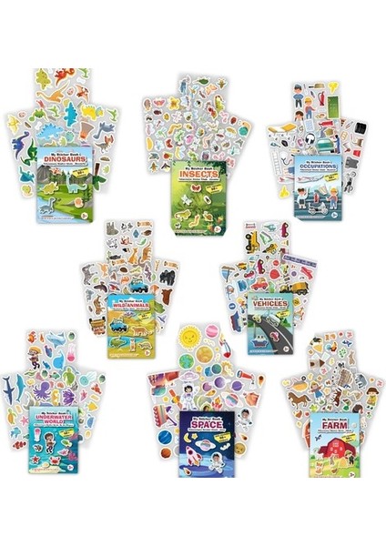 My Sticker Book 8’li Set - Tekrar Kullanılabilir Sticker Kitabı - Tükenmeyen Sticker Kitabı