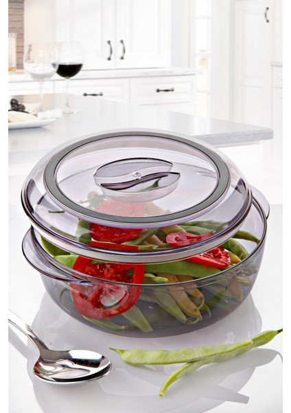 Akrilik Yuvarlak Saklama Kabı - Yemek Saklama Kabı 1,7 Litre