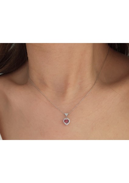 Pırlanta ve Kalp Pembe Turmalin Taşlı Anturaj Kolye 0415P0079 fiyatları