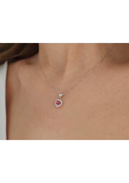 Pırlanta ve Kalp Pembe Turmalin Taşlı Anturaj Kolye 0415P0079 modelleri