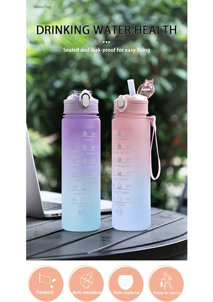 Çocuklar/öğrenciler/dış Mekan Sporları Için 900ML Pipetli Gradyan Renkli Taşınabilir Spor Su Şişesi (Yurt Dışından) fiyatları