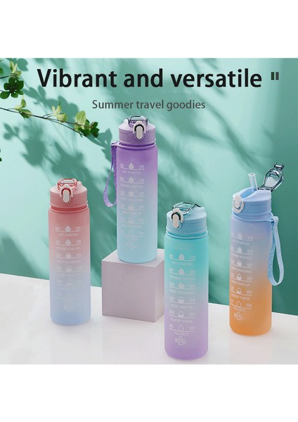 Çocuklar/öğrenciler/dış Mekan Sporları Için 900ML Pipetli Gradyan Renkli Taşınabilir Spor Su Şişesi (Yurt Dışından) indirimleri