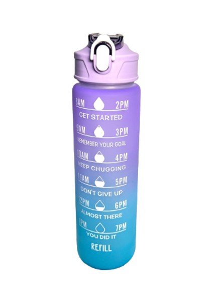 Çocuklar/öğrenciler/dış Mekan Sporları Için 900ML Pipetli Gradyan Renkli Taşınabilir Spor Su Şişesi (Yurt Dışından)