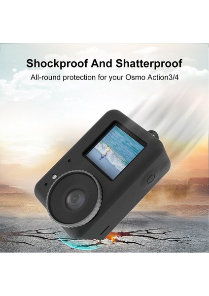 Djı Osmo Action 4 / 3 Için Lens Kapaklı Silikon Koruyucu Kılıf (Yurt Dışından)