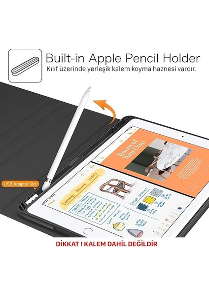 Apple ipad 9.7 2018 (6.nesil) Kılıf Seri A1893,A1954 Yatay Standlı Kalem Bölmeli Bluetooth Klavyeli Deri Kapaklı Kılıf