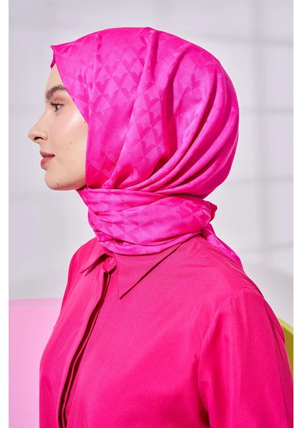 Ipeksi Jakar Lara Şal Geometrik Desen - Barbie Pembesi modelleri