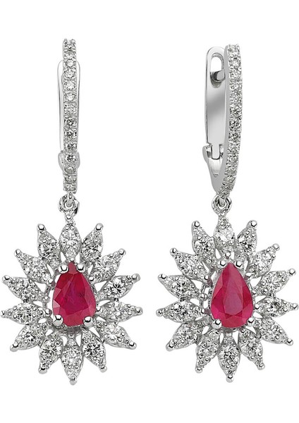 Pırlanta ve Damla Yakut Taşlı Anturaj Küpe 0404E0061