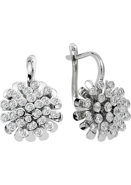 Pırlanta Taşlı Çiçeksi Küpe 0404E0107