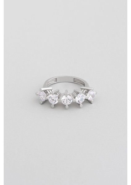 Ilk Aşk 18 Ayar Beyaz Altın Kaplama Gümüş Beştaş Yüzük fiyatları