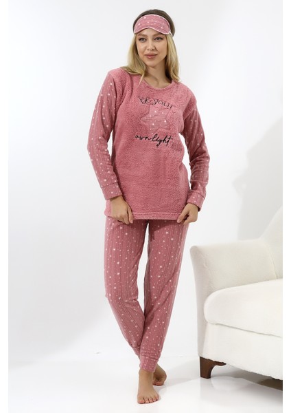 Fwn 5018 Peluş Welsoft Polar Kışlık Yıldızlı Yumoş Kadın Pijama Takımı