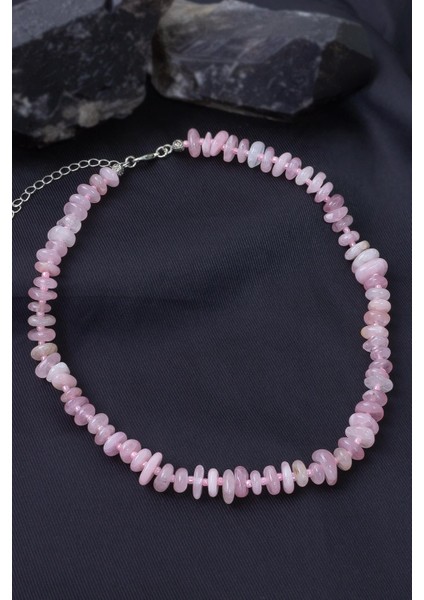Pembe Kuvars Taşı Kolye