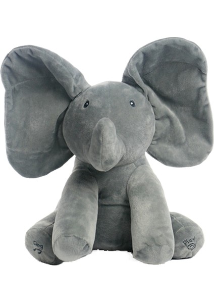 Luxix 30 cm (11.81IN) Peekaboo Fil Uçan Fil Elektrikli Peluş Oyuncak Çocuk Rahatlatıcı Bebek Utangaç Gözler Kapsayan Fil (Yurt Dışından)