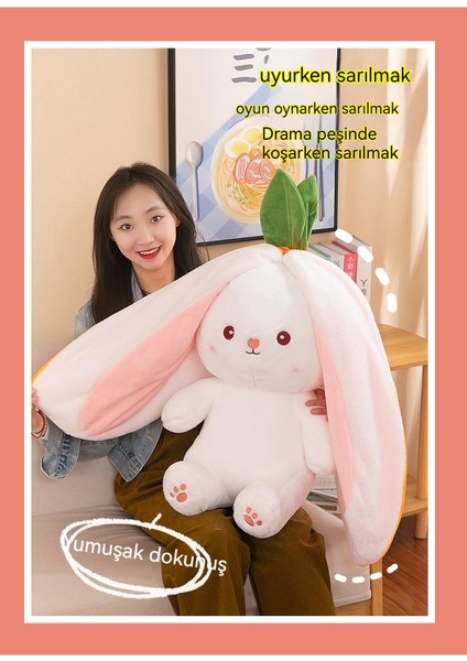 Luxix 70CM Çilekli Rab Karikatür Peluş Bebek, Yumuşak ve Sevimli, Rab Bebeğe Dönüştü, Yaratıcı Hediye Yastık (Yurt Dışından)