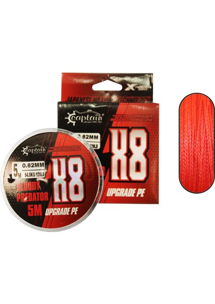 Hook Line 8x Upgrade Pe Bloody Predator Assist Ipi 5mt Kırmızı