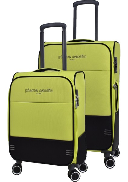 Ultra Light Hafif Lüx Kumaş 2'li Valiz Seti Orta Boy Kabin Boy Yeşil PC8200