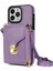 Iphone 14 Pro Pu Deri Kaplamalı Tpu Fermuar Telefon Kılıfı Yuvası Kickstand Shockproof Cover-Purple (Yurt Dışından) 1